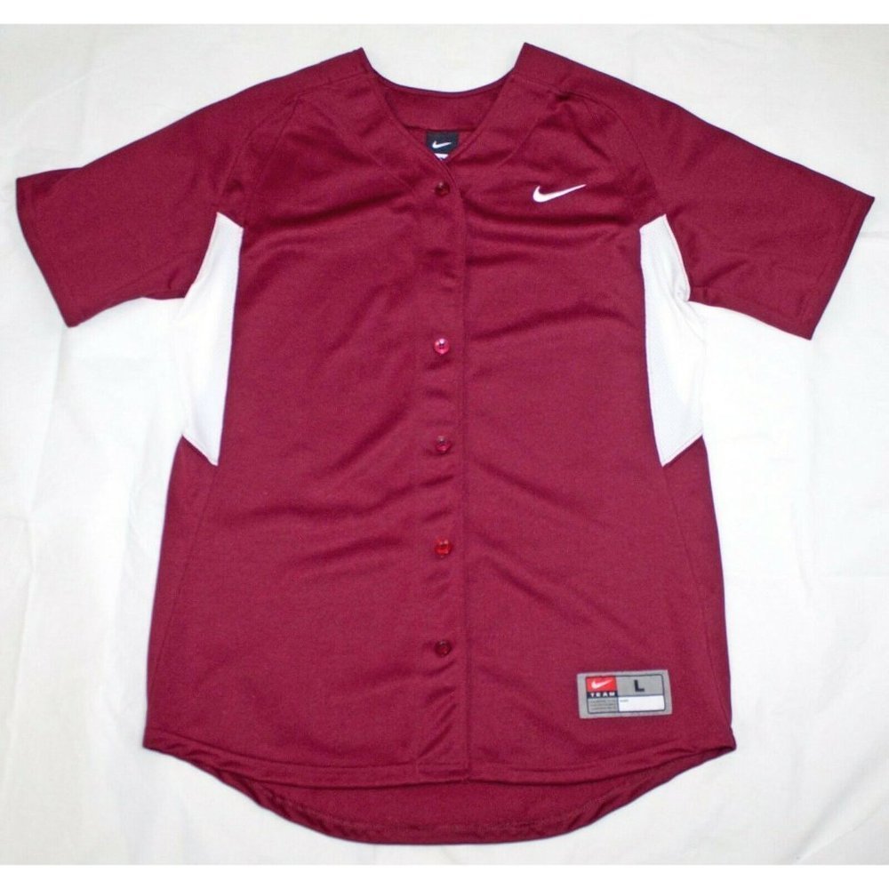 Nike‎ Women's Short Sleeve Baseball Jersey Maroon Red Size Large